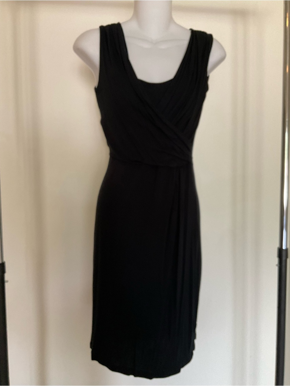 Tahari Black Sleeveless Faux-Wrap Maxi Dress